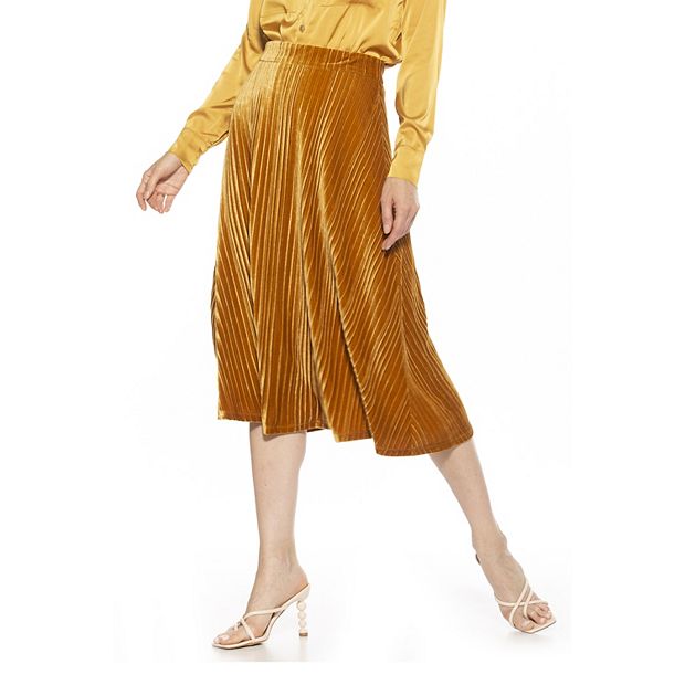 Womens gold velvet outlet skirt