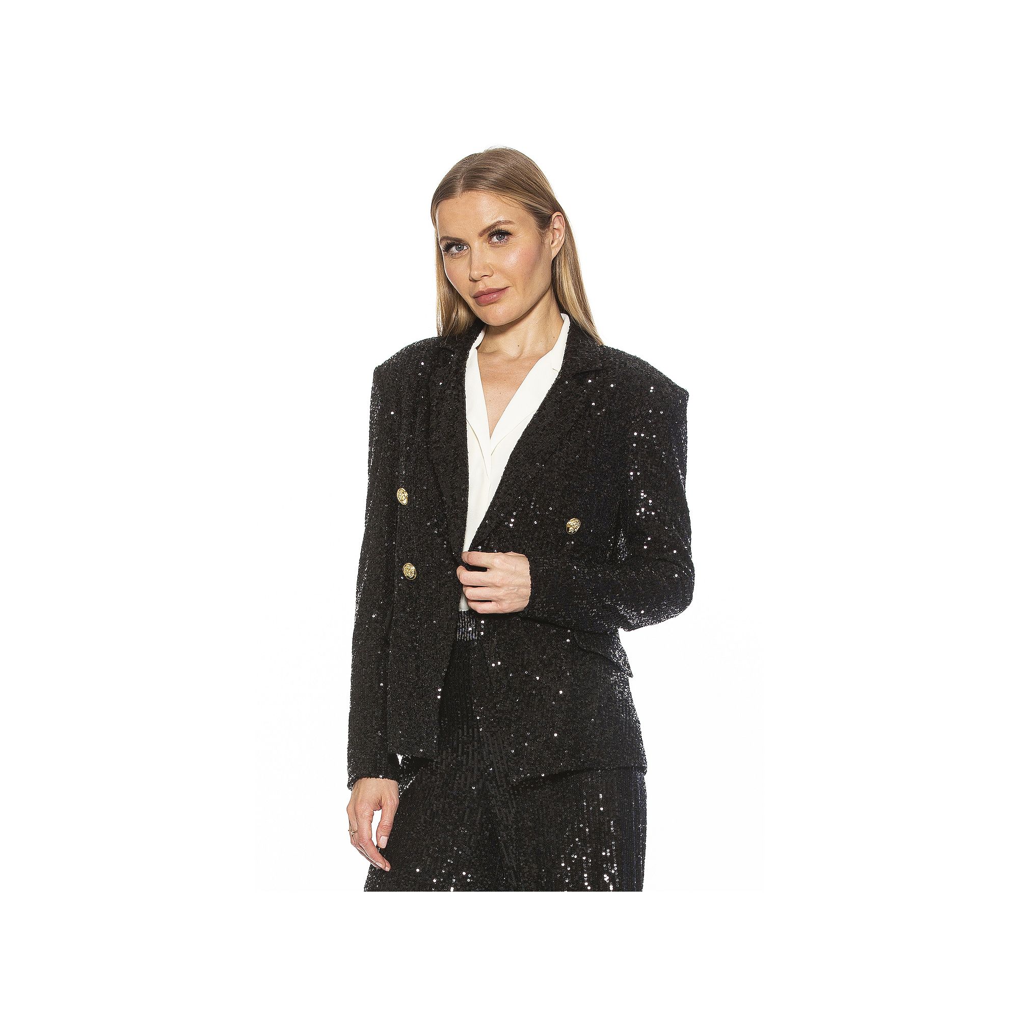 Womens ALEXIA ADMOR Abbi Longline Double Breasted Jacket, Size: 2, Black