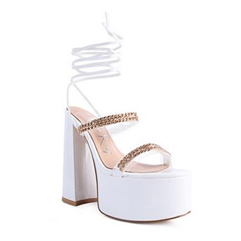 London Rag Indulgence Metal Chain Women's Lace-Up Sandals