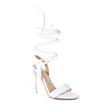 London Rag Sheeny Clear Women's Stiletto Lace Up Dress Sandals