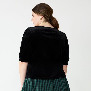 Plus Size Draper James Elbow Sleeve Velvet Top