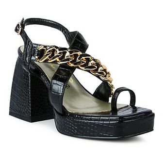 London Rag Frecklin Metal Chain Strap Women's Block Sandal