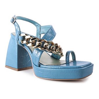 London Rag Frecklin Metal Chain Strap Women's Block Sandal