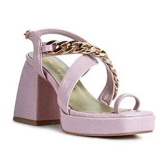 London Rag Frecklin Metal Chain Strap Women's Block Sandal