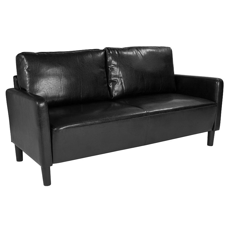 Flash Furniture Washington Park Faux Leather Upholstered Couch, Black