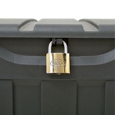 Ram Quality Products Plastic 90 Gal Outdoor Locking Storage Bin Deck Box, Gray