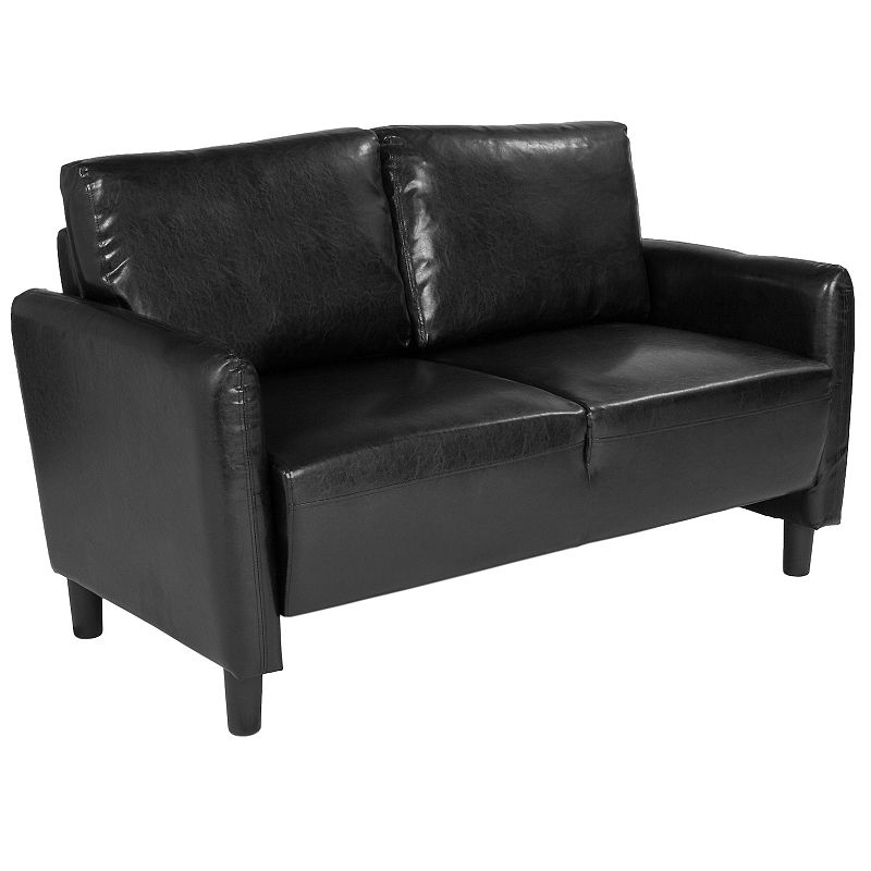 Flash Furniture Candler Park Faux Leather Loveseat Couch, Black