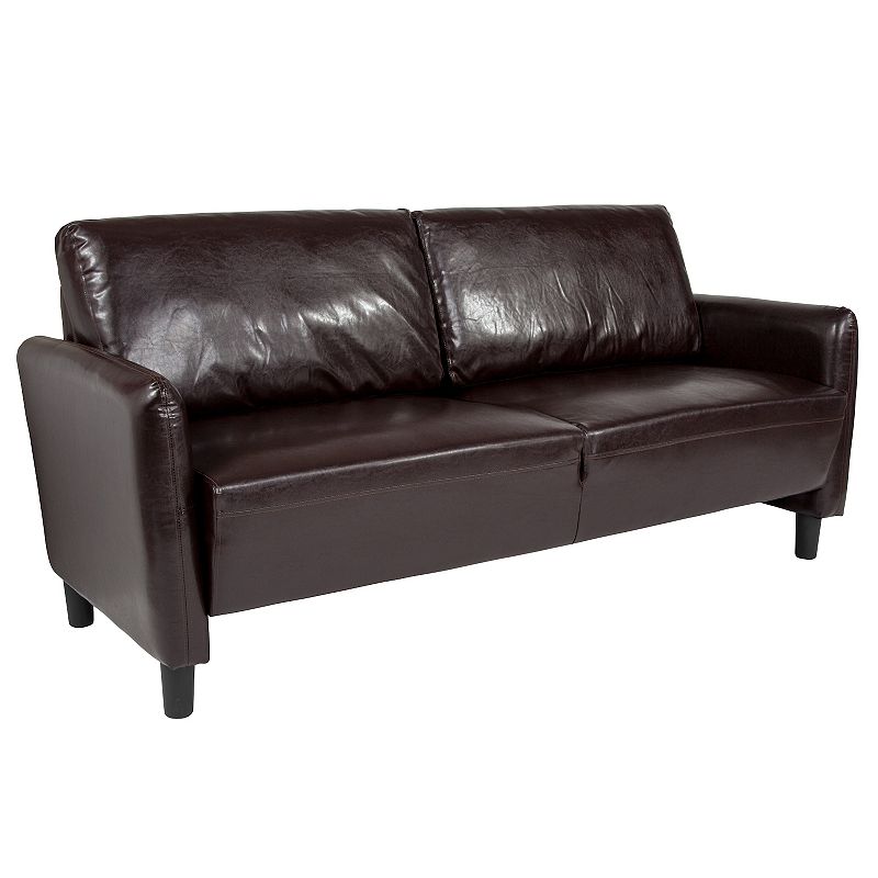Flash Furniture Candler Park Faux Leather Couch, Brown