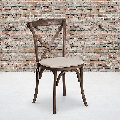 Flash Furniture Hercules Series Stackable Early American Wood Cross-Back Chair