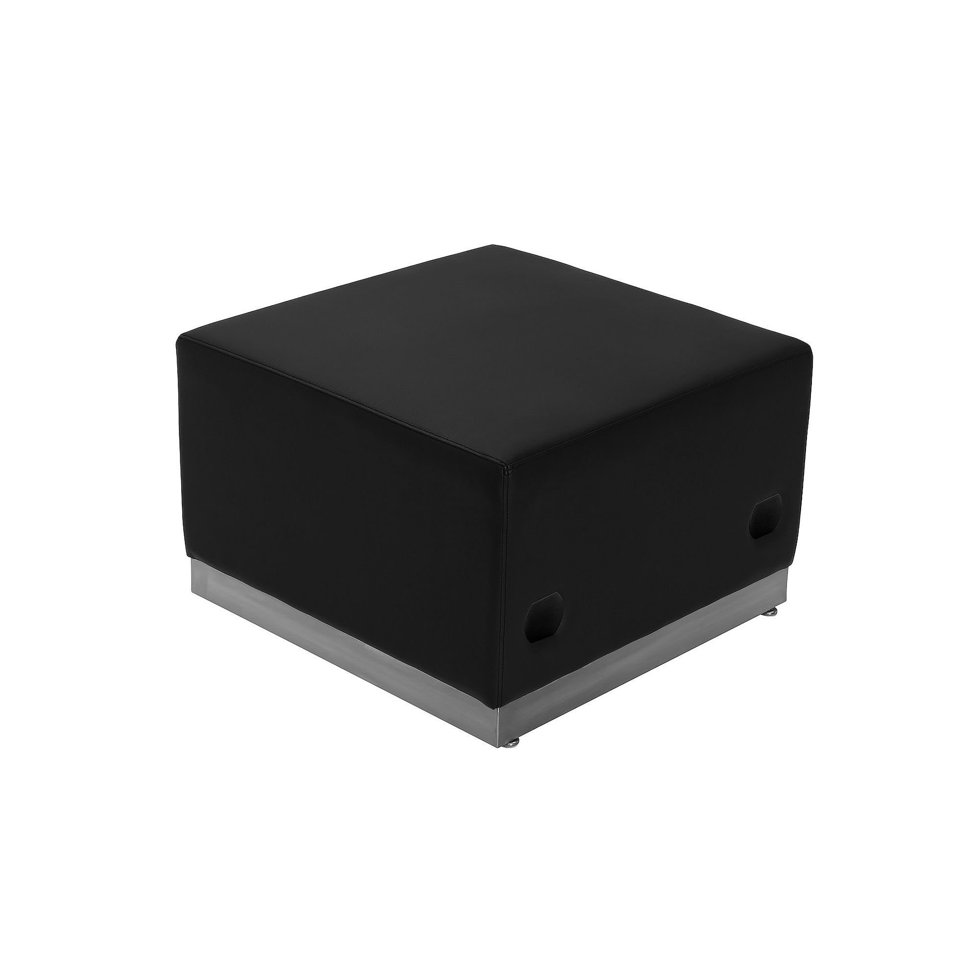 Flash Furniture 25 x 25 Hercules Alon Series Faux-Leather Ottoman, Bla