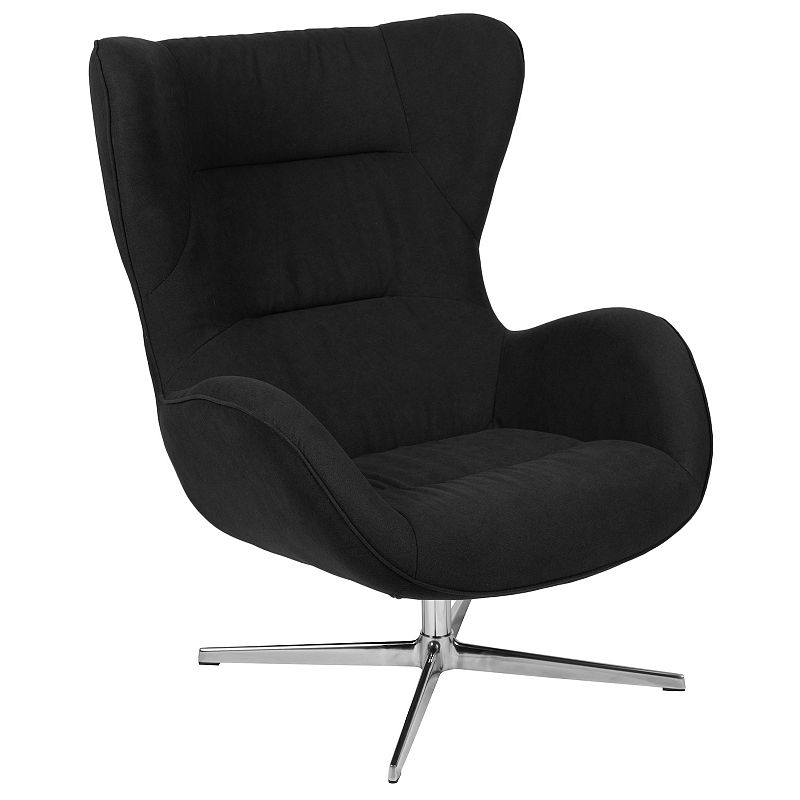 Flash Furniture Swivel Wing Chair, Black