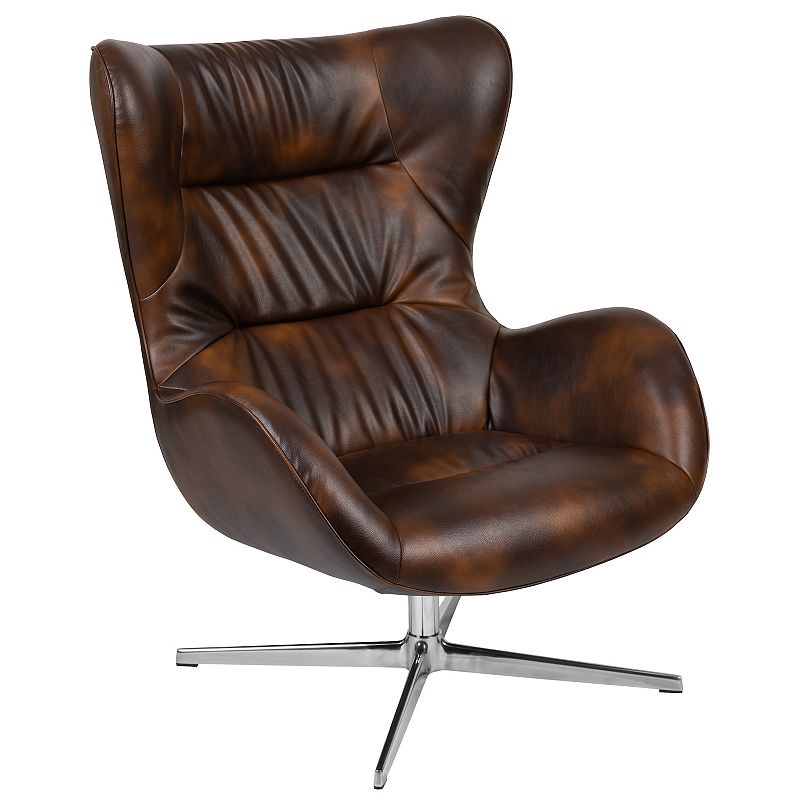 Flash Furniture Swivel Wing Chair, Brown