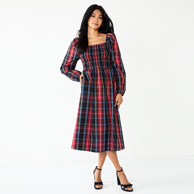 Square Neck Smocked Dress in Georgia Plaid – Draper James