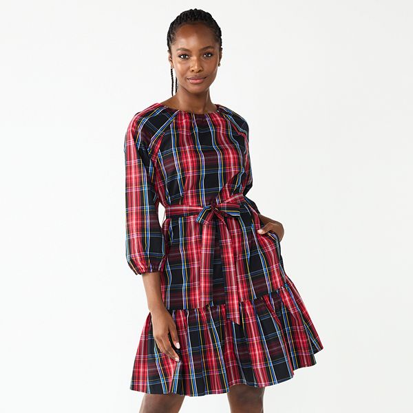 Women's DRAPER JAMES RSVP™ Long Sleeve Tiered Bow Back Dress