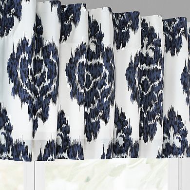 EFF Ikat Printed Cotton Window Valance, 50" X 19", Ikat Blue