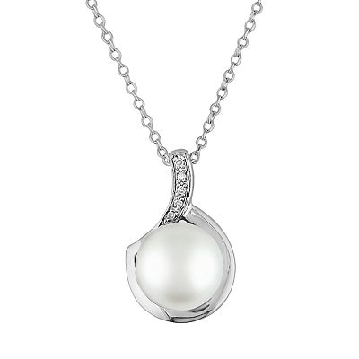 Freshwater pearl shops and dismond sterling silver pendant