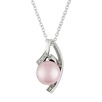 Stella Grace Sterling Silver Dyed Freshwater Cultured Pearl and Diamond Accent Pendant