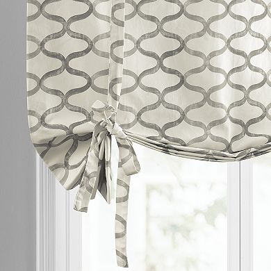 EFF Illusions Printed Cotton Tie-Up Window Shade, 46" X 63", Illusions Silver Gray