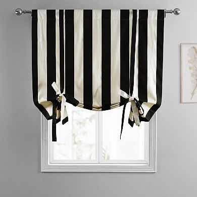 EFF Cabana Printed Cotton Tie-Up Window Shade, 46" X 63", Cabana Black