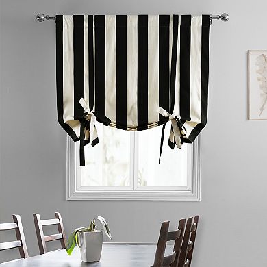 EFF Cabana Printed Cotton Tie-Up Window Shade, 46" X 63", Cabana Black