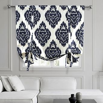 EFF Ikat Printed Cotton Tie-Up Window Shade, 46" X 63", Ikat Blue