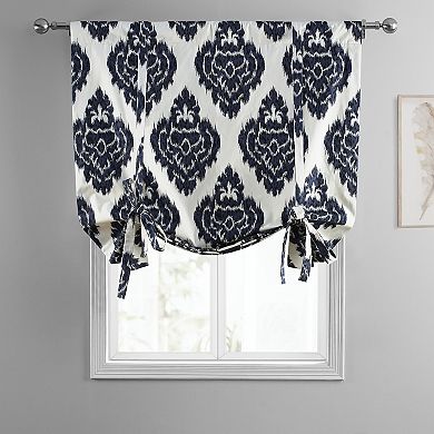 EFF Ikat Printed Cotton Tie-Up Window Shade, 46" X 63", Ikat Blue