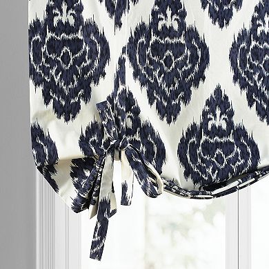 EFF Ikat Printed Cotton Tie-Up Window Shade, 46" X 63", Ikat Blue