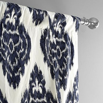 EFF Ikat Printed Cotton Tie-Up Window Shade, 46" X 63", Ikat Blue