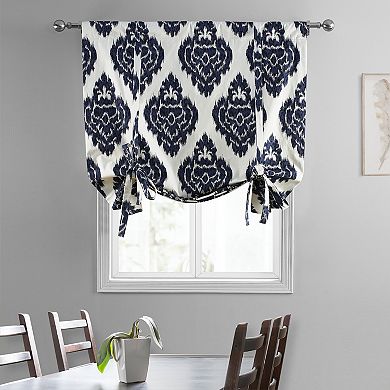 EFF Ikat Printed Cotton Tie-Up Window Shade, 46" X 63", Ikat Blue