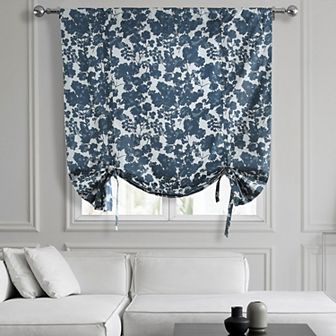 EFF Fleur Printed Cotton Tie-Up Window Shade, 46" X 63", Fleur Blue