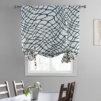 EFF Ellis Printed Cotton Tie-Up Window Shade, 46" X 63", Ellis Blue