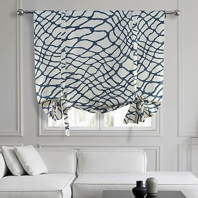 EFF Ellis Printed Cotton Tie-Up Window Shade, 46" X 63", Ellis Blue