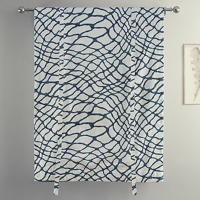 EFF Ellis Printed Cotton Tie-Up Window Shade, 46" X 63", Ellis Blue