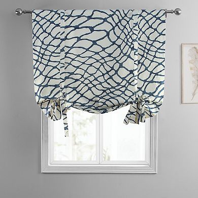 EFF Ellis Printed Cotton Tie-Up Window Shade, 46" X 63", Ellis Blue