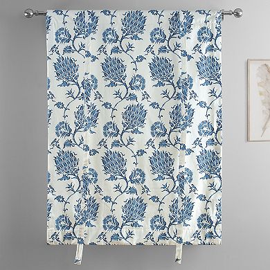 EFF Duchess Printed Cotton Tie-Up Window Shade, 46" X 63", Duchess Blue