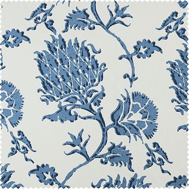 EFF Duchess Printed Cotton Tie-Up Window Shade, 46" X 63", Duchess Blue