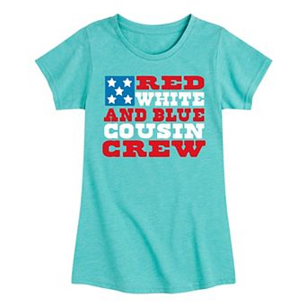Girls 7-16 Red White Blue Cousin Crew Graphic Tee