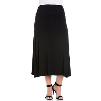 Plus Size 24Seven Comfort Apparel Comfortable Fit Elastic Waist Maxi Skirt