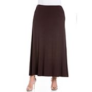 Plus Size 24seven Comfort Apparel Comfortable Fit Elastic Waist Maxi Skirt Women s Size 3XL Brown