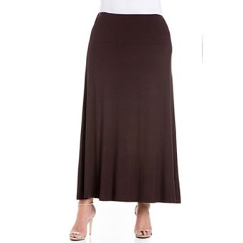 Plus Size 24Seven Comfort Apparel Comfortable Fit Elastic Waist Maxi Skirt