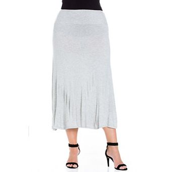 Plus Size 24Seven Comfort Apparel Comfortable Fit Elastic Waist Maxi Skirt