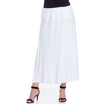 Plus Size 24Seven Comfort Apparel Comfortable Fit Elastic Waist Maxi Skirt