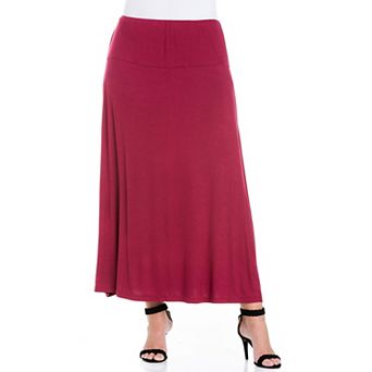 Plus Size 24Seven Comfort Apparel Comfortable Fit Elastic Waist Maxi Skirt