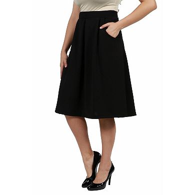 Plus Size 24Seven Comfort Apparel Long Pleated A-Line Skirt