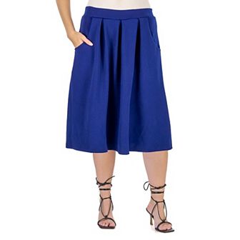 Plus Size 24Seven Comfort Apparel Long Pleated A-Line Skirt