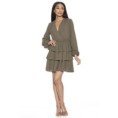 Women's ALEXIA ADMOR Rosie Surplice Ruffle Tiered Open Back Dress