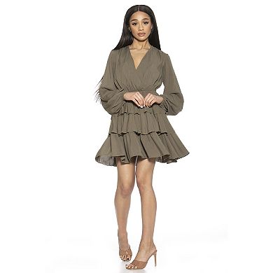 Women's ALEXIA ADMOR Rosie Surplice Ruffle Tiered Open Back Dress