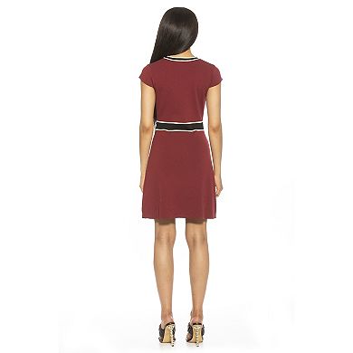 Women's ALEXIA ADMOR Mirah Short Sleeve Colorblock V-Neck Fit & Flare Dress