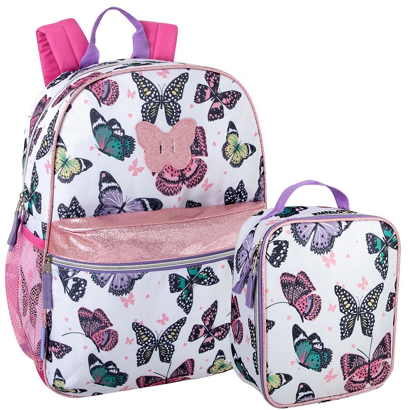 Delias Butterfly Backpack & Lunch Bag Set, White