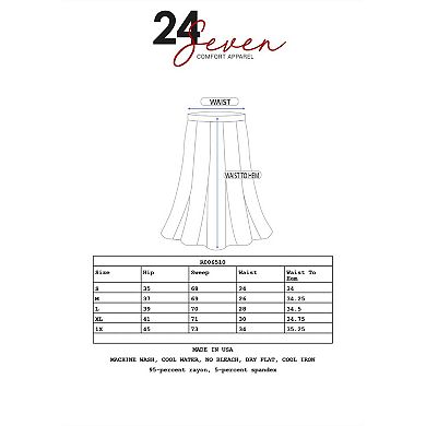 Women's 24seven Comfort Apparel Elastic Waist Midi Skirt